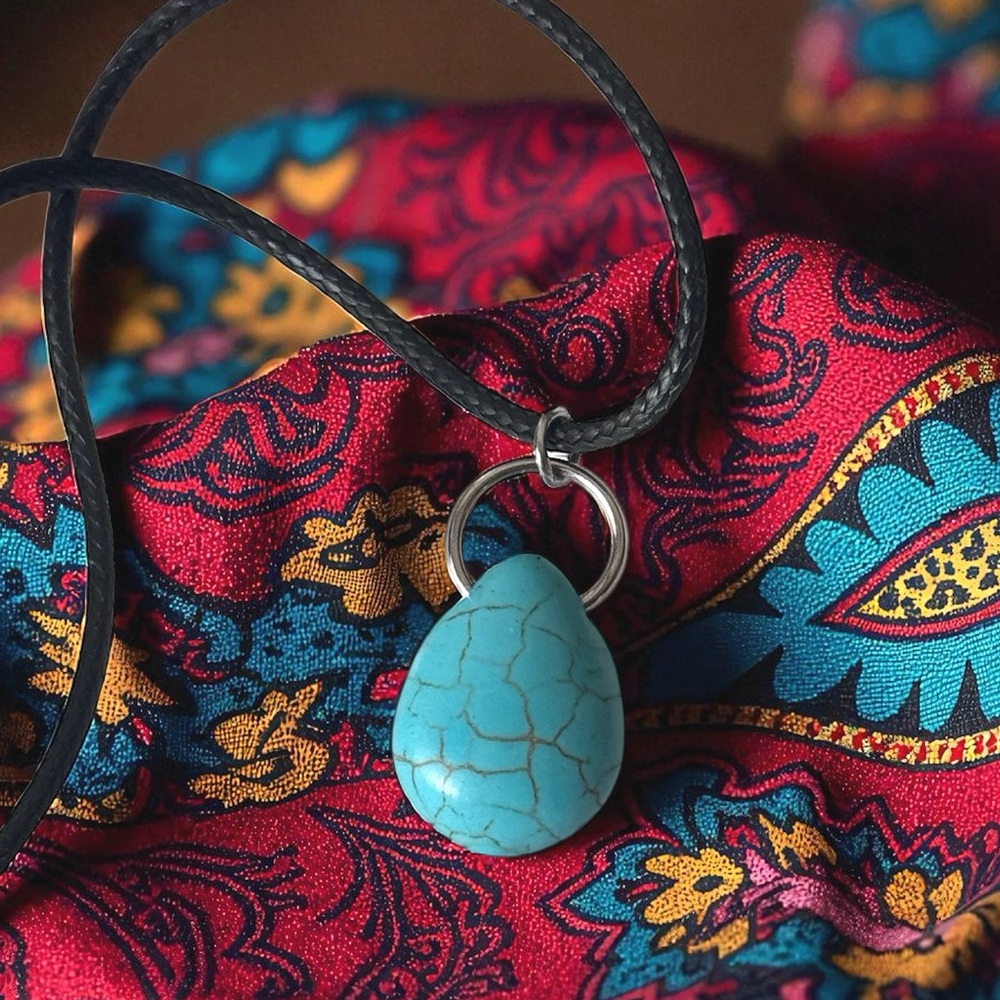 5 For $25💫Santa Fe Boho Turquoise Teardrop Pendant Necklace